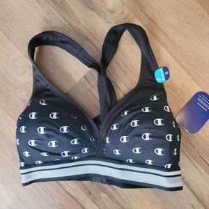 Champion Black Logo Padded Sport Bra